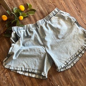 2XL LIGHT DENIM RUFFLE SHORTS NWOT